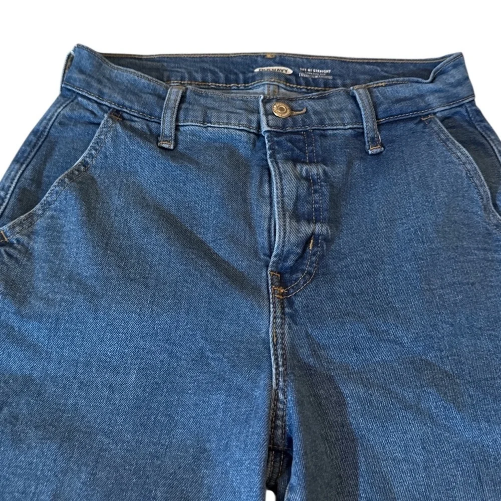 Old Navy Sky-Hi Straight Jeans Extra High Rise Blue Denim Size 2